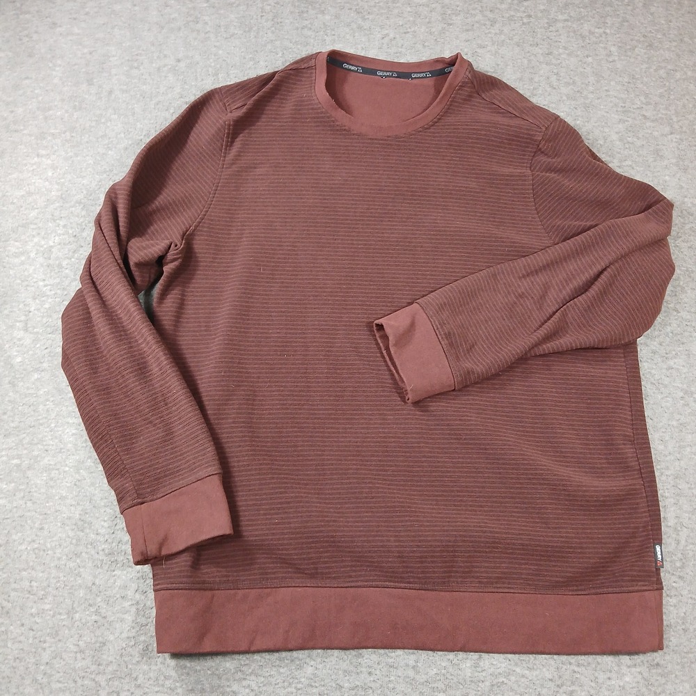 Gerry Mens Burgundy Micro‎ Ribbed Crewneck Pullover Stretch Sweater 1799233